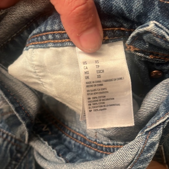 American Eagle Distressed Denim Shorts Overalls Size XS - Picture 9 of 10